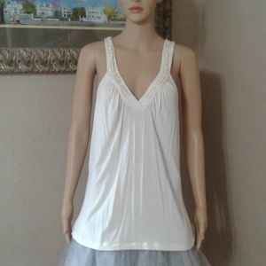 Pamela Stewart Sequined Cream Tank Top Size XL